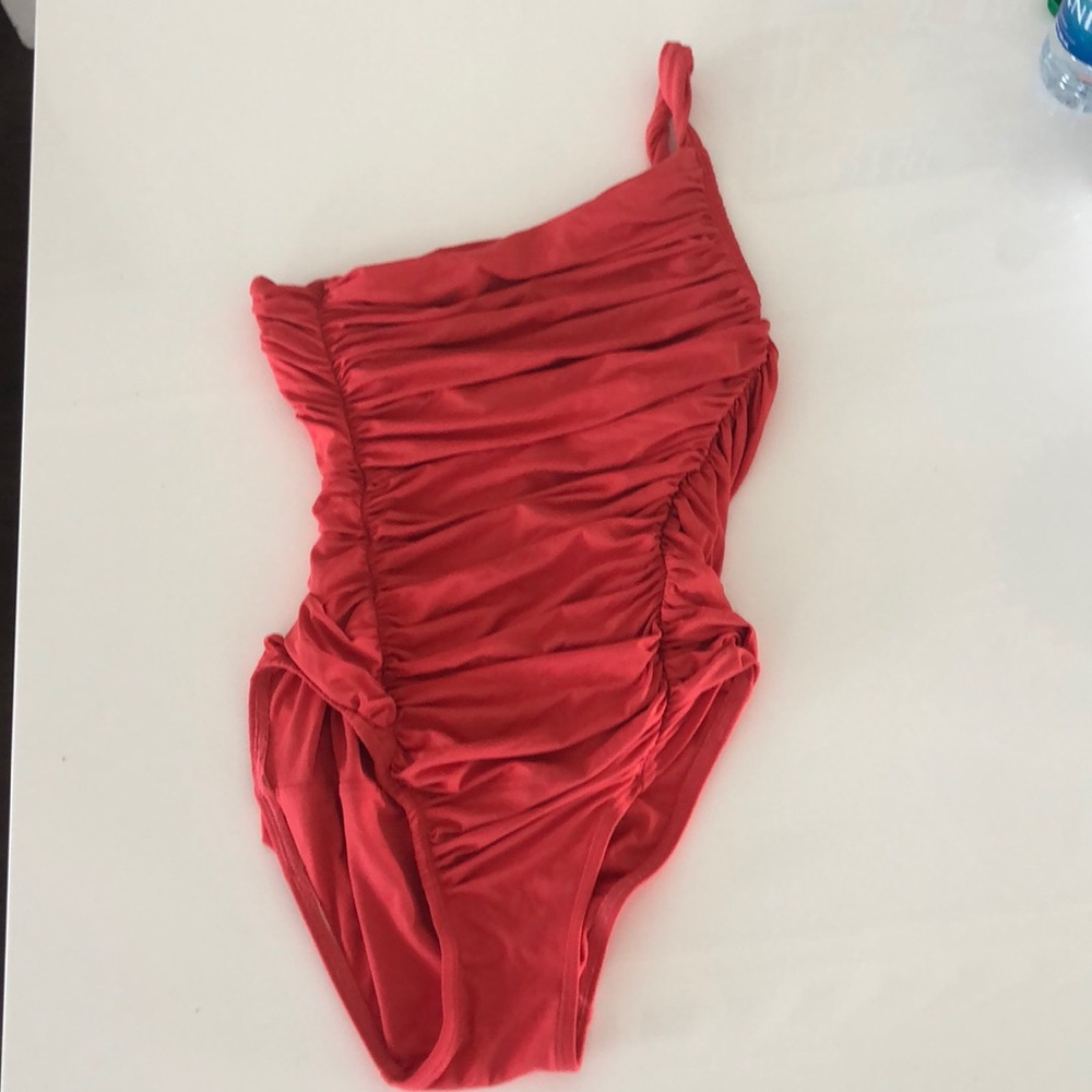 Carmen Marc Volvo coral 1 shoulder swimsuit 4 - Picture 3 of 5